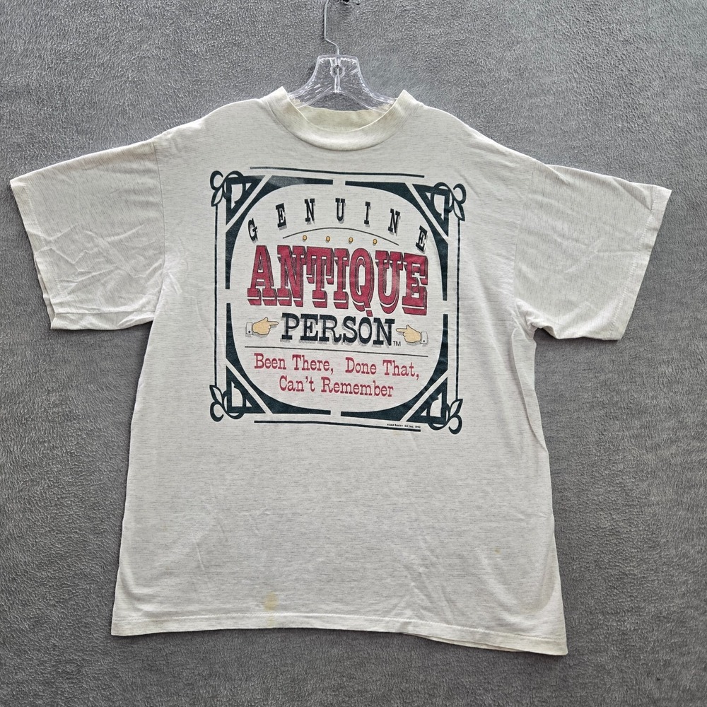 VINTAGE Laid Back Men Shirt XL Gray Single Stitch Antique Person 90s USA READ